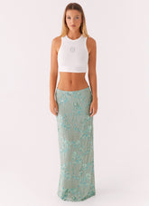 Signature Cropped Beaded Monogram Top - White